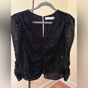 Astr Black and Cream Womens Textured Blouse Size S